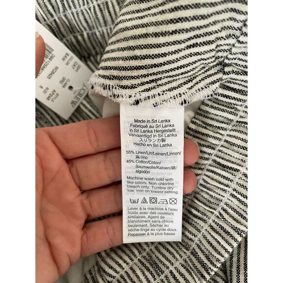 J.Crew Linen Striped Elastic Waist Casual Pants Black Size 6 NEW - Picture 9 of 9